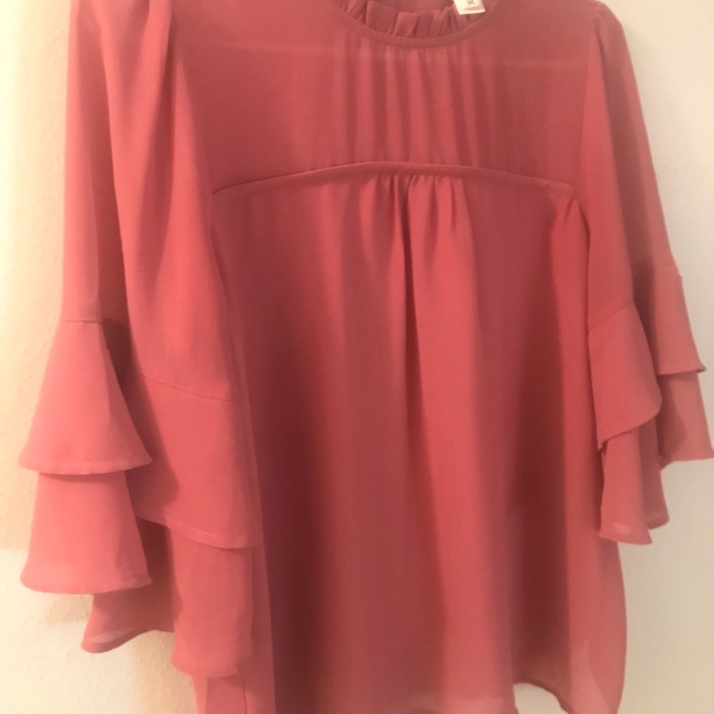 Soft flowy blouse with ruffles, Dusty Rose color that you can dress up or down